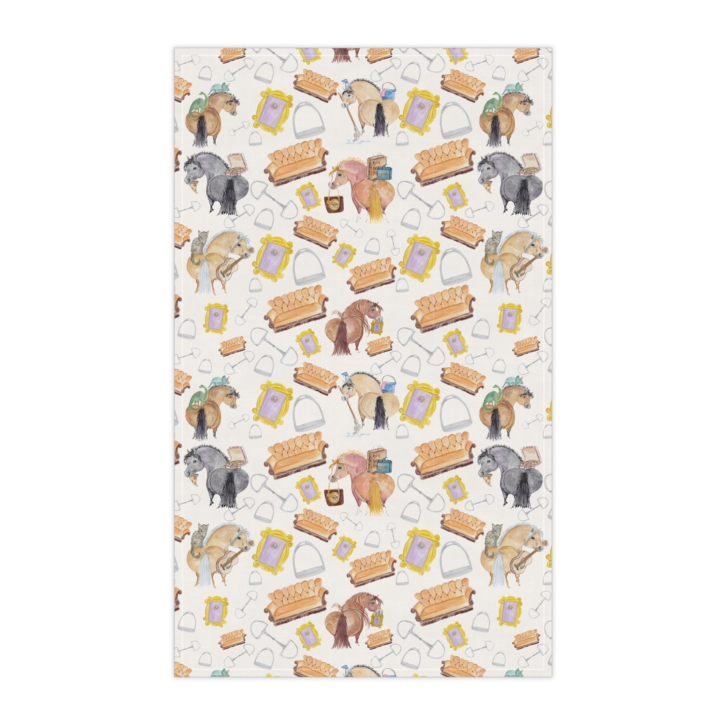Tea Towels - Adorable Friends Ponies Watercolor Paintings Ross Rachel Chandler Monica Joey Phoebe Smelly Cat