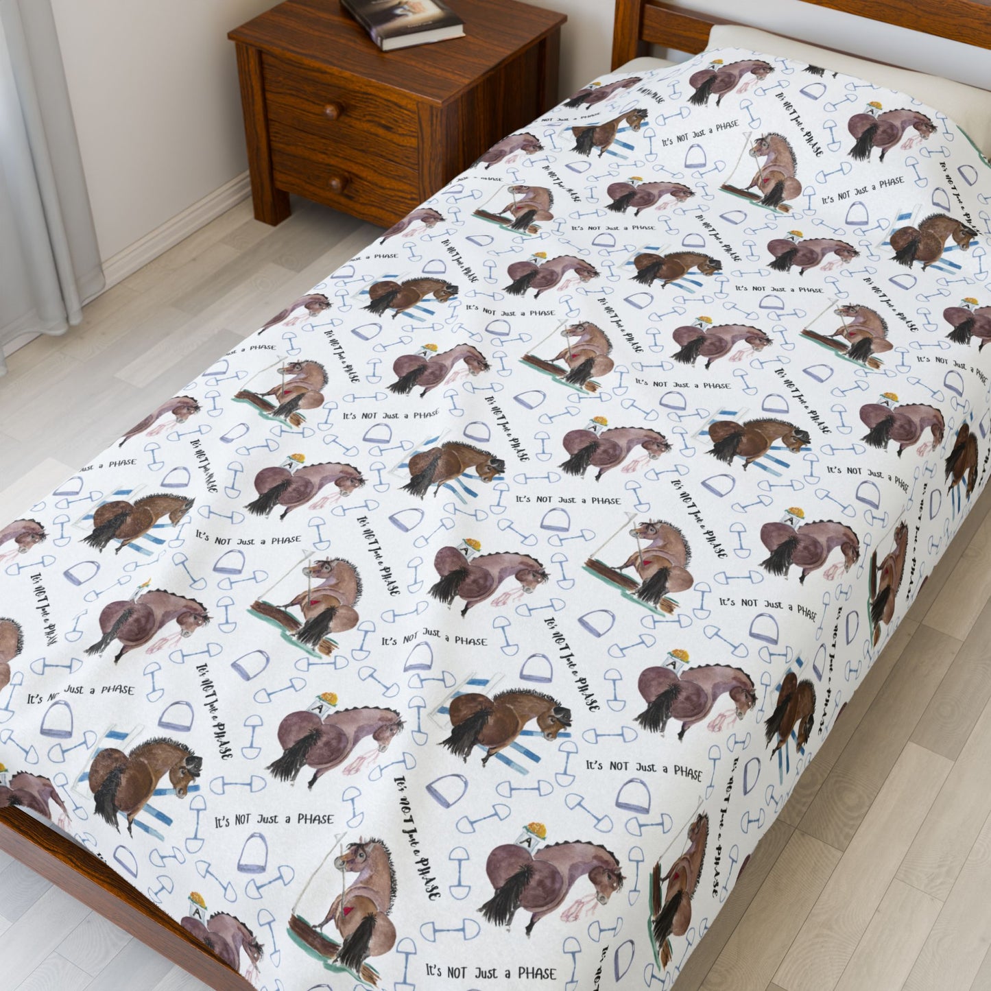 Plush Blanket - Original Artwork by Darlene Ivey - Adorable Ponies - Dressage, Show Jumping, Cross-country Phases