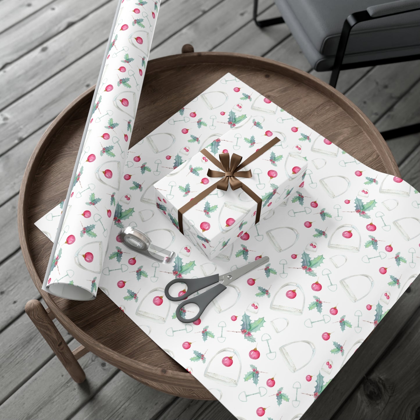 Holiday Stirrups and holly Gift Wrap Papers