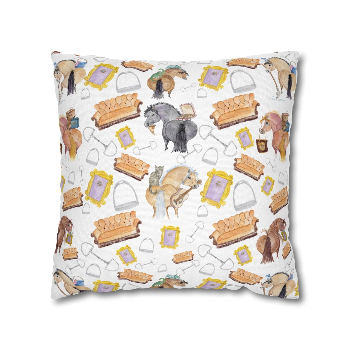 Adorable little Friends Ponies Spun Polyester Square Pillowcase