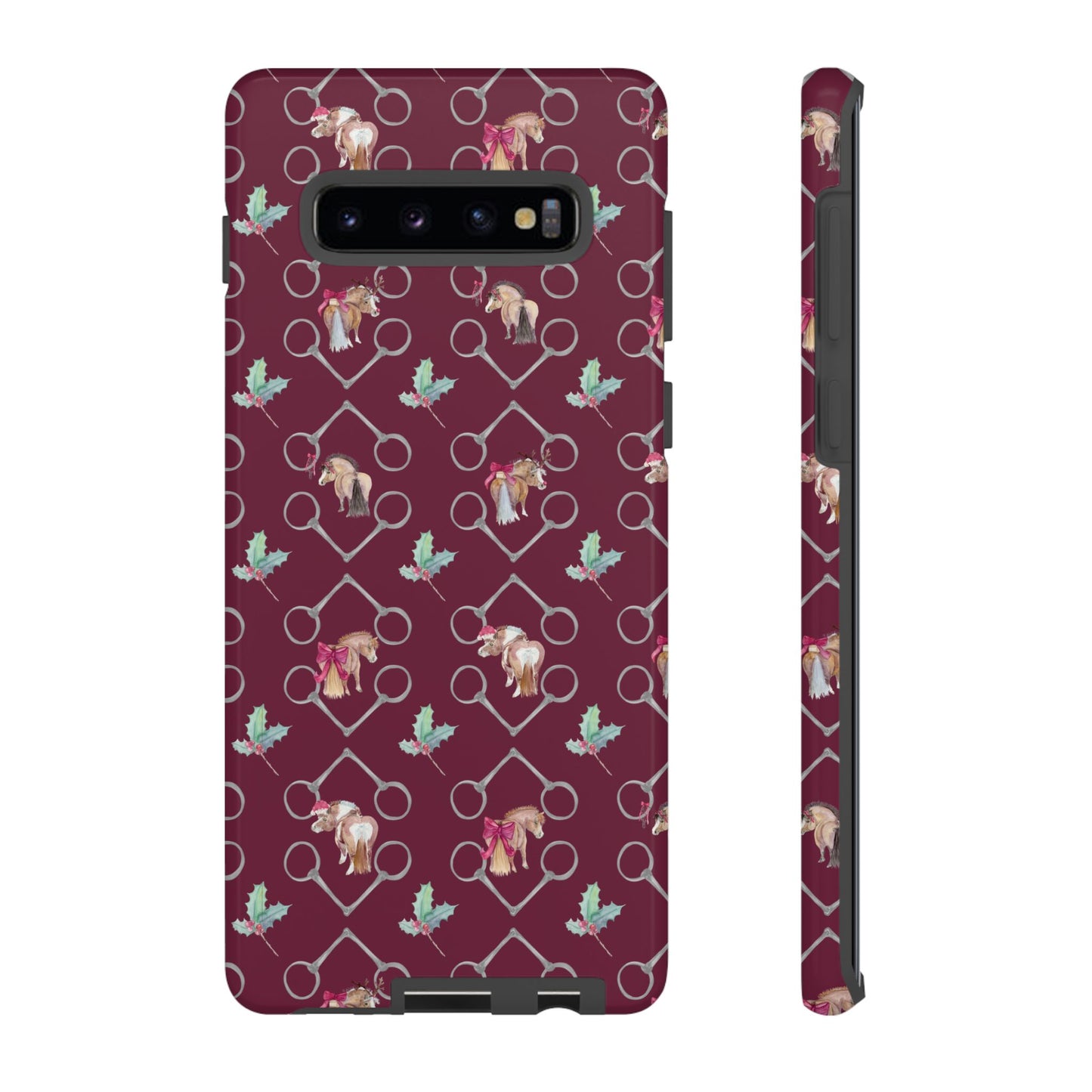 Adorable Little Ponies and Holly in Burgundy Tough Phone Case