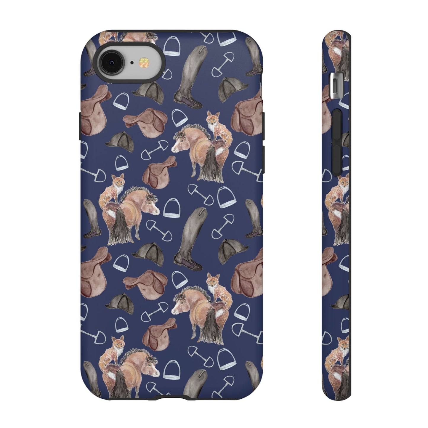 Adorable Little Pony and Fox in Navy Tough Phone Case