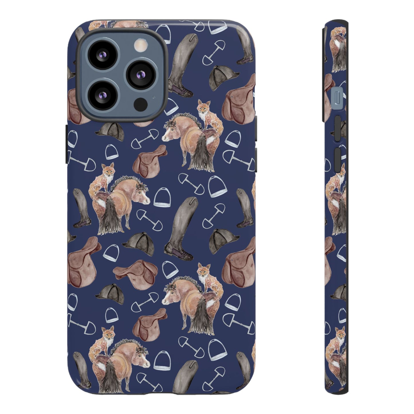 Adorable Little Pony and Fox in Navy Tough Phone Case