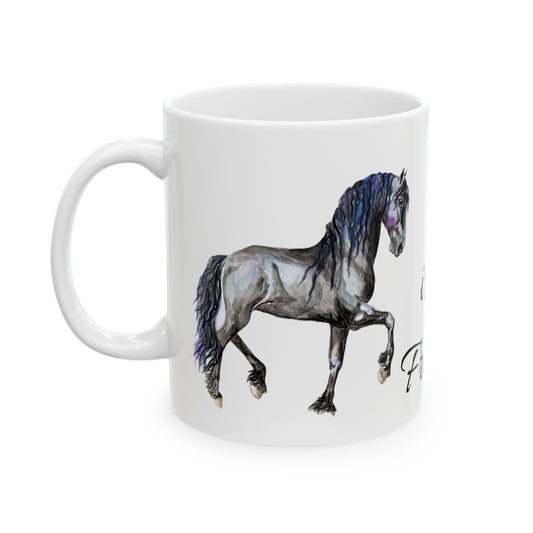 F is for Friesian Ceramic Mug, 11oz - SonaEquestrian