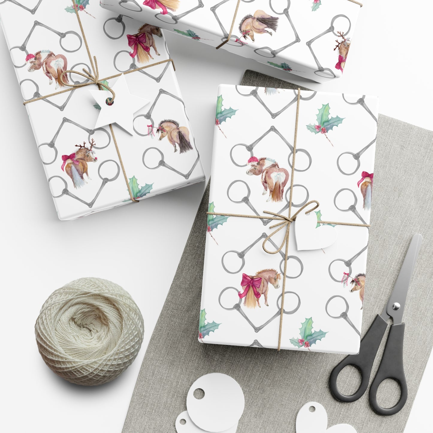 Adorable pony Bits and Holly Gift Wrap Papers