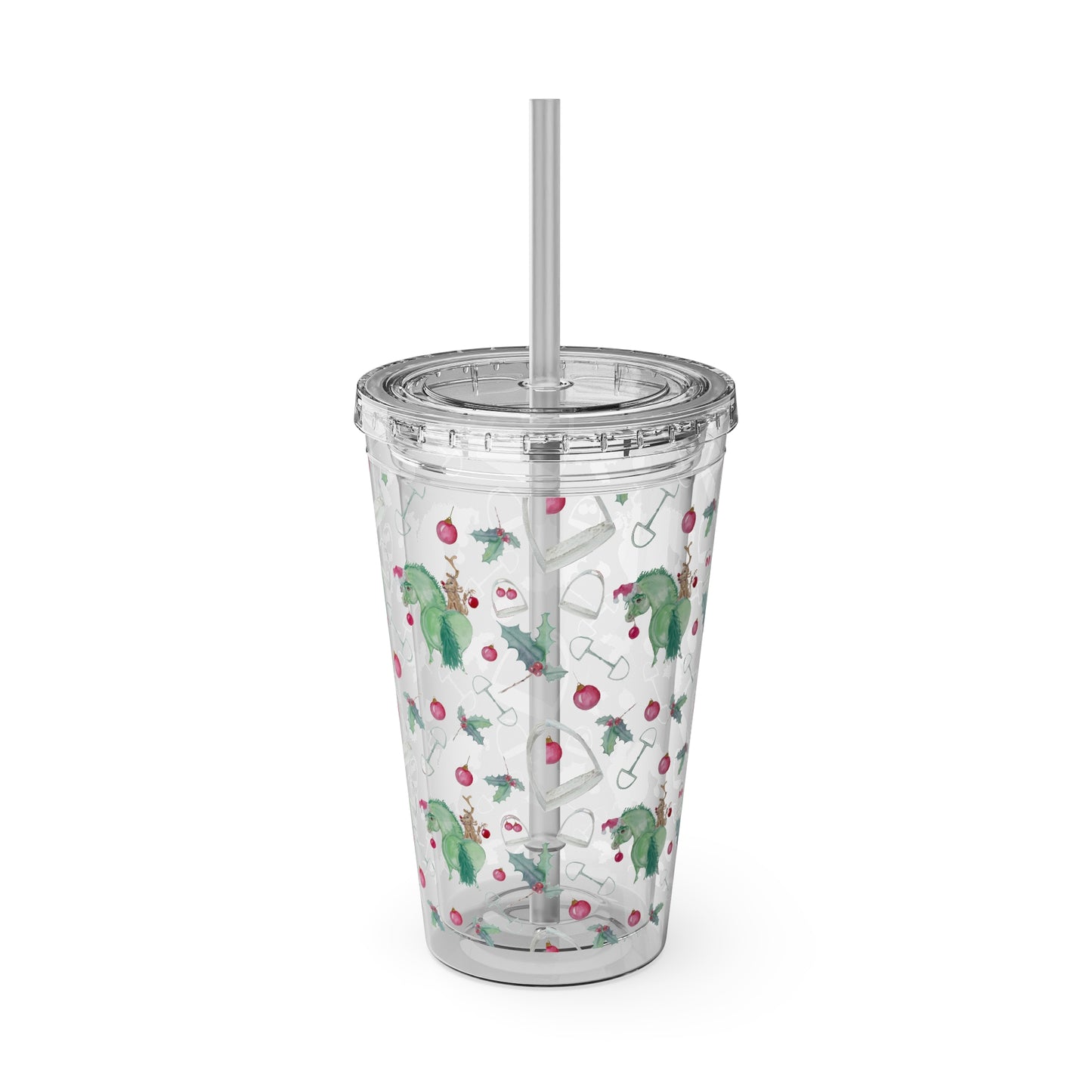 Adorable little Grinchy pony and Friend Sunsplash Tumbler with Straw, 16oz