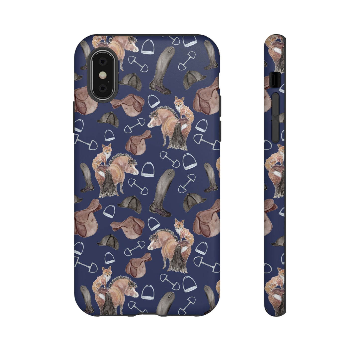 Adorable Little Pony and Fox in Navy Tough Phone Case