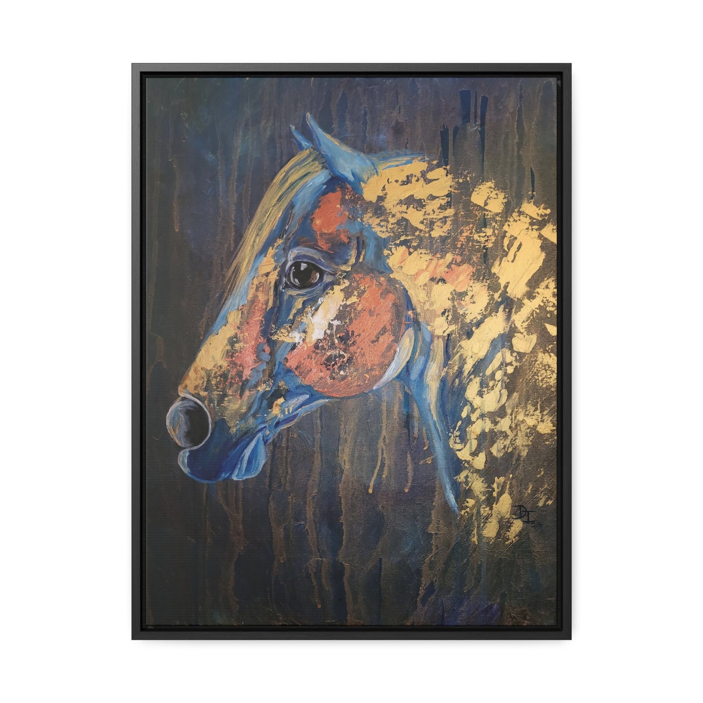 Love Blue and Gold Gallery Canvas Wraps, Vertical Frame - SonaEquestrian
