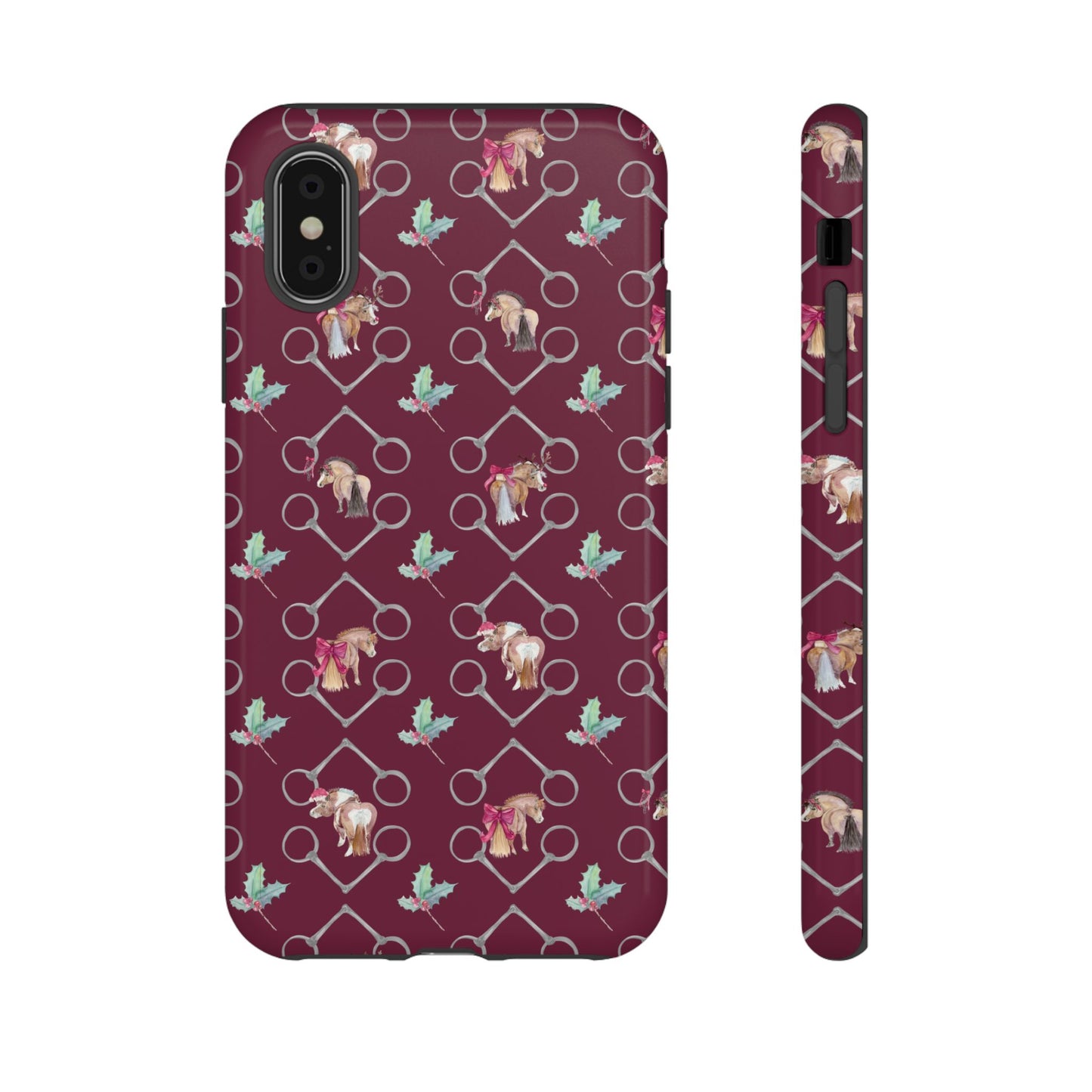 Adorable Little Ponies and Holly in Burgundy Tough Phone Case