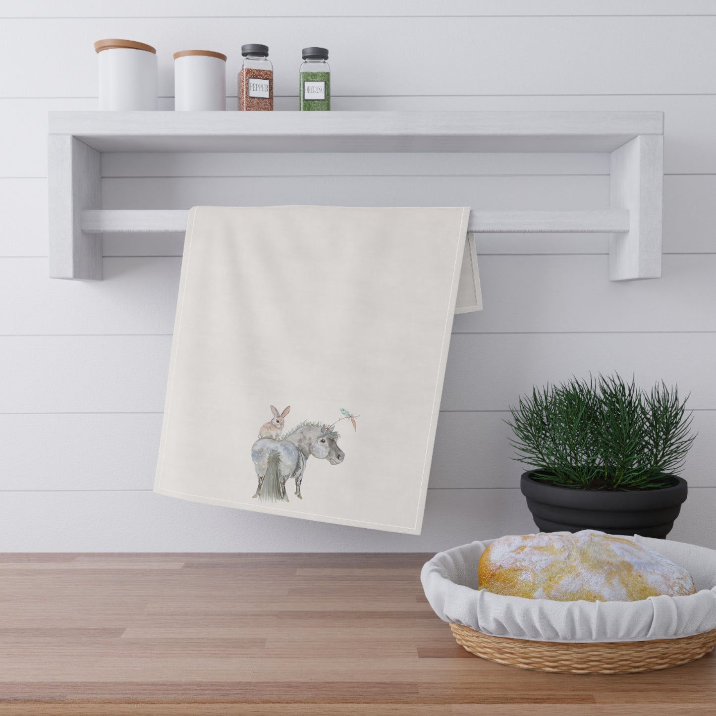 Adorable Bonnie Bunny and Carrots Pony - Tea Towels (cotton,)