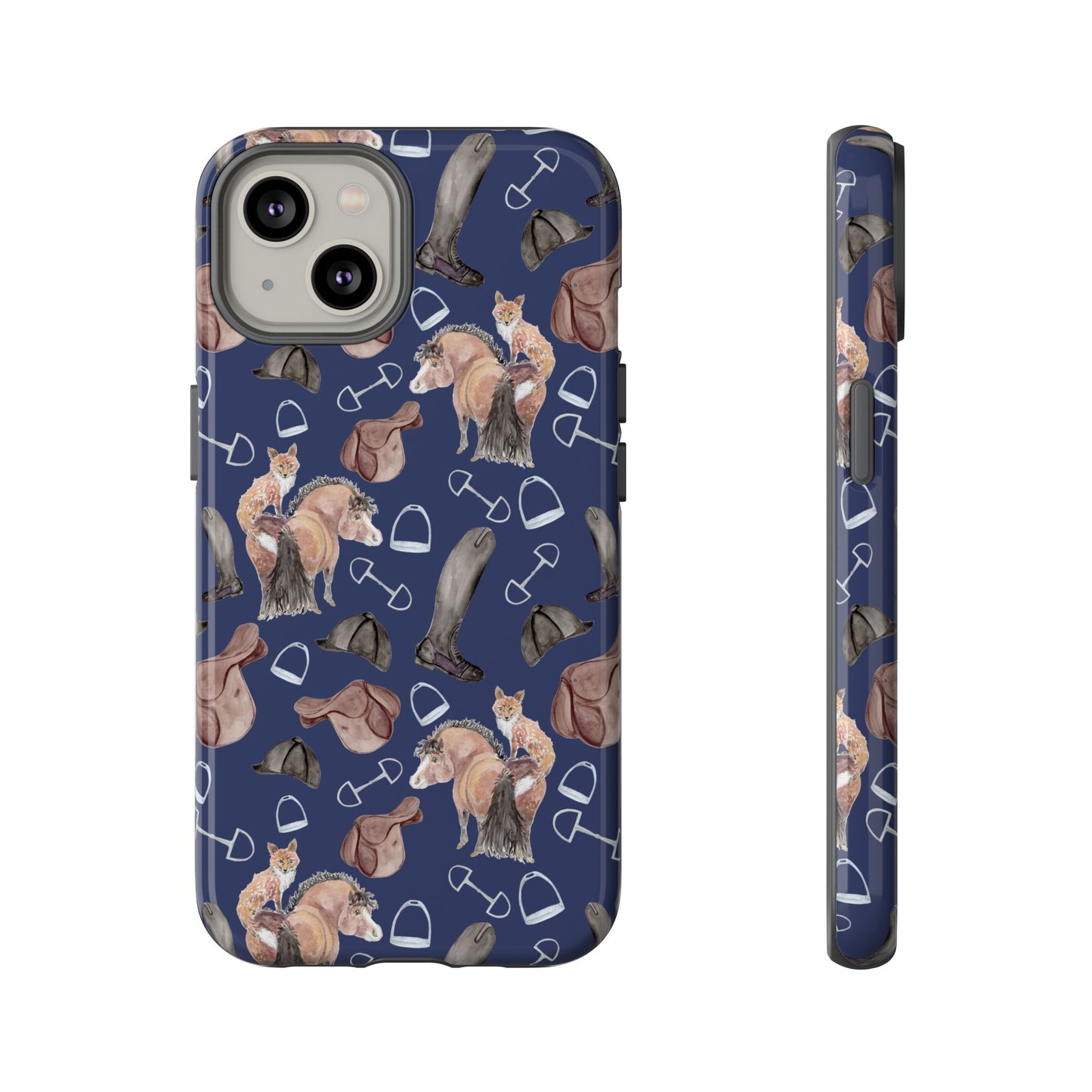 Adorable Little Pony and Fox in Navy Tough Phone Case