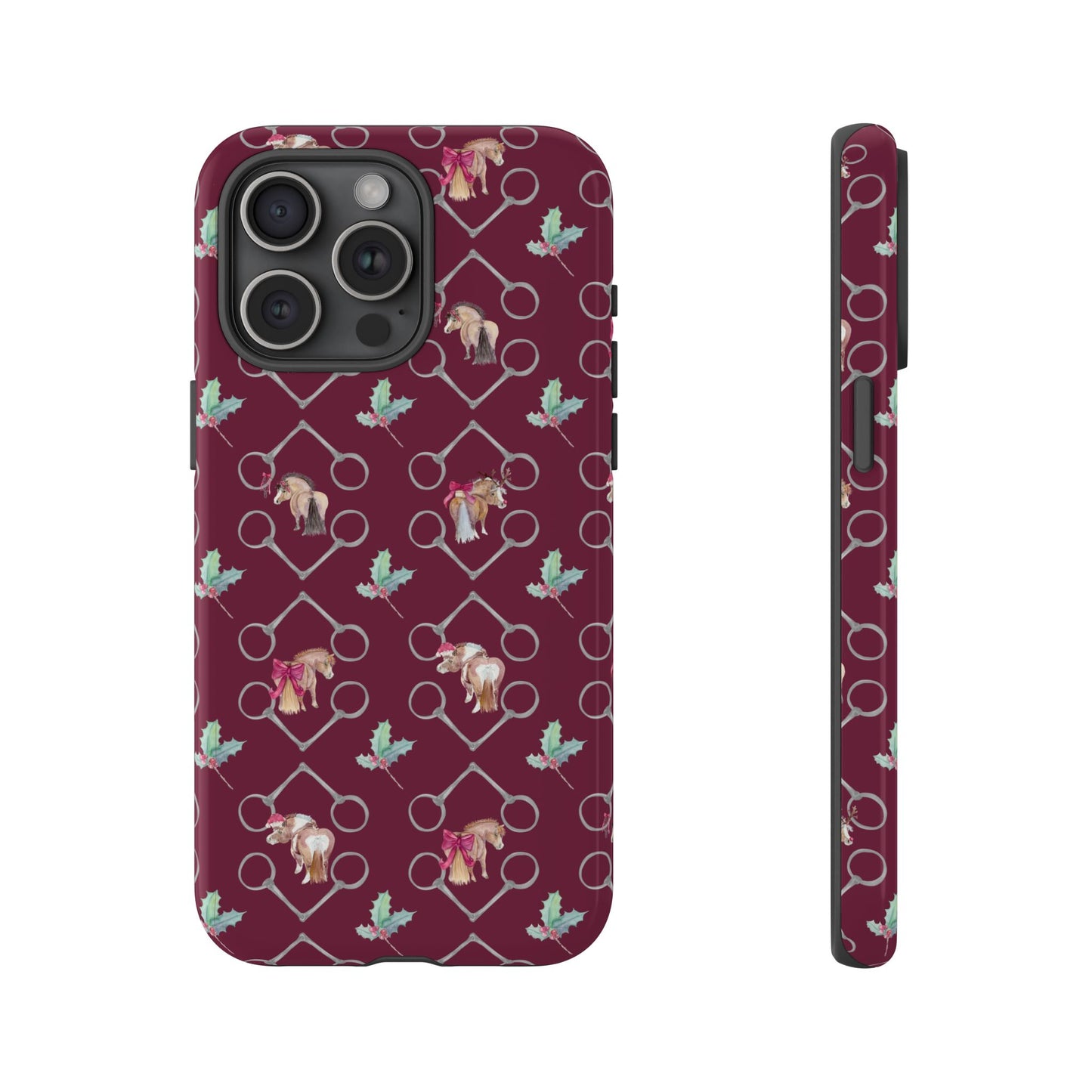 Adorable Little Ponies and Holly in Burgundy Tough Phone Case
