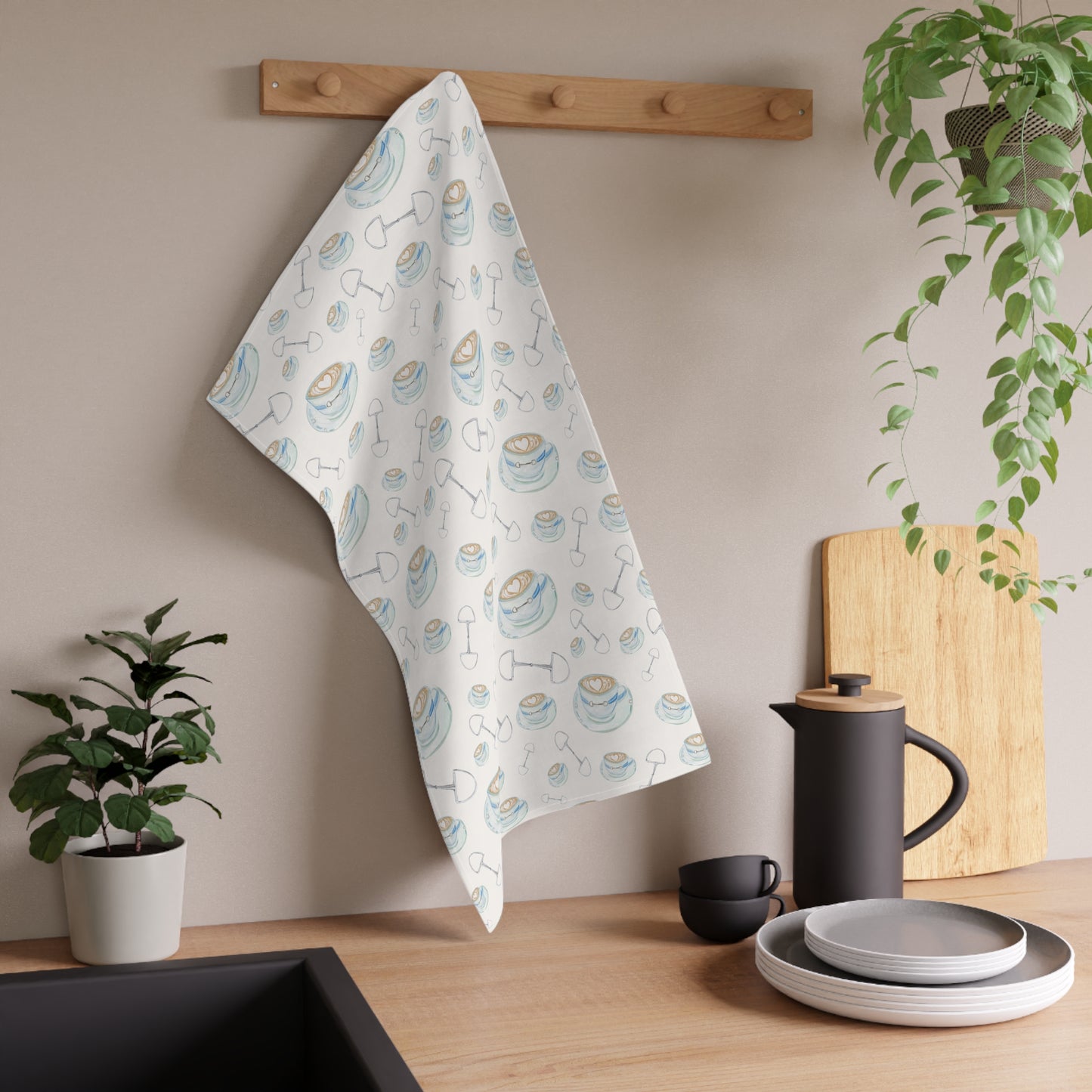 Bits and Cappuccino Cotton Tea Towel
