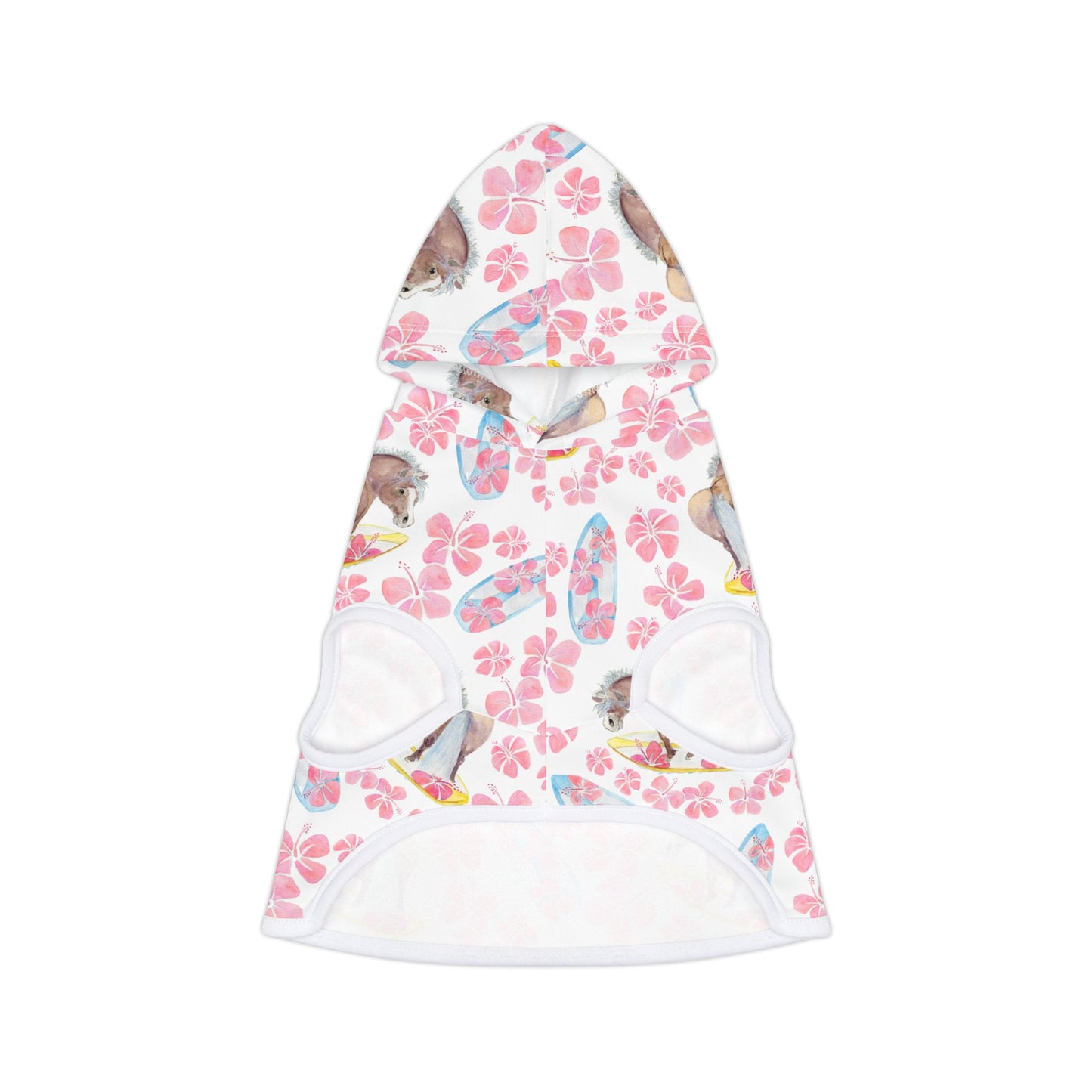Adorable Surfer Pony Print Pet Hoodie