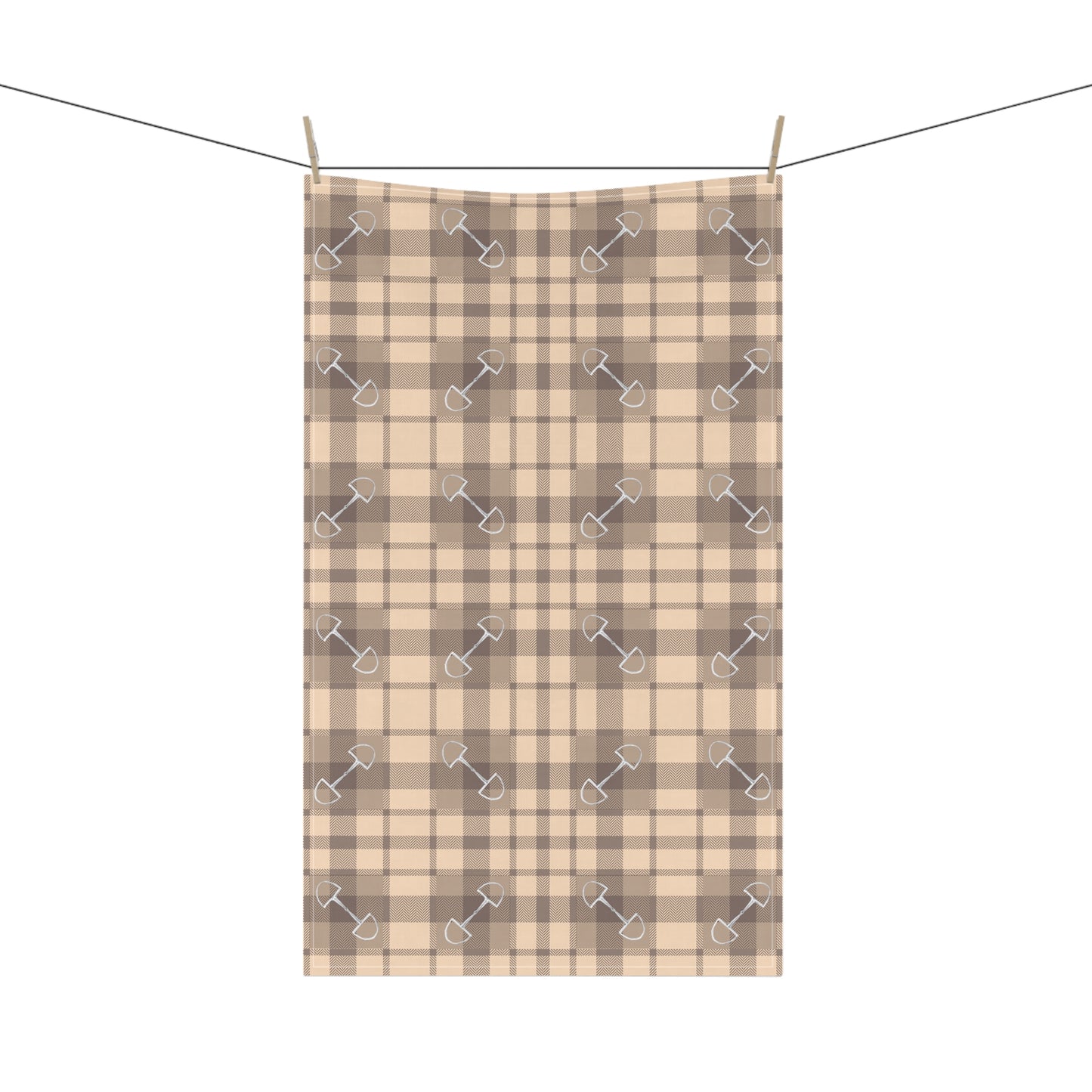 Plaid Bits in Peach and Brown Cotton Tea Towel