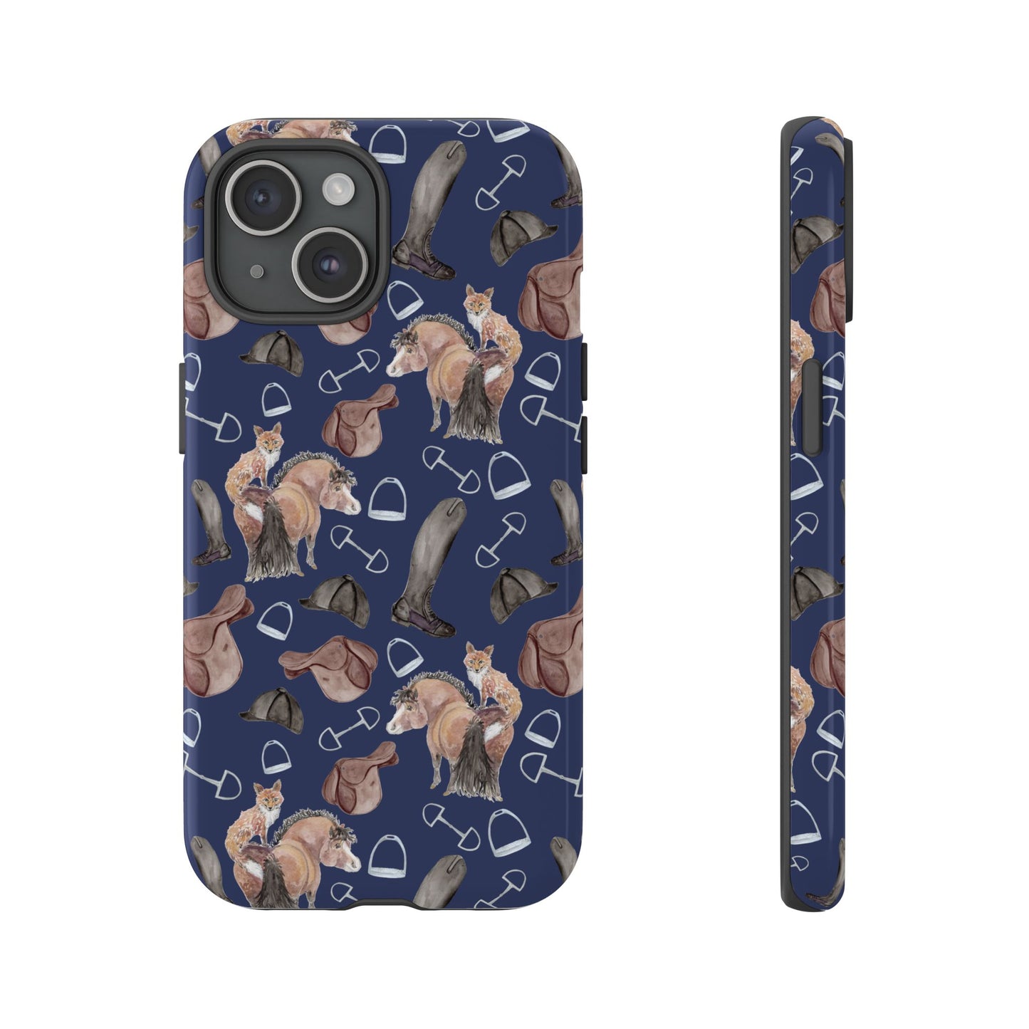 Adorable Little Pony and Fox in Navy Tough Phone Case