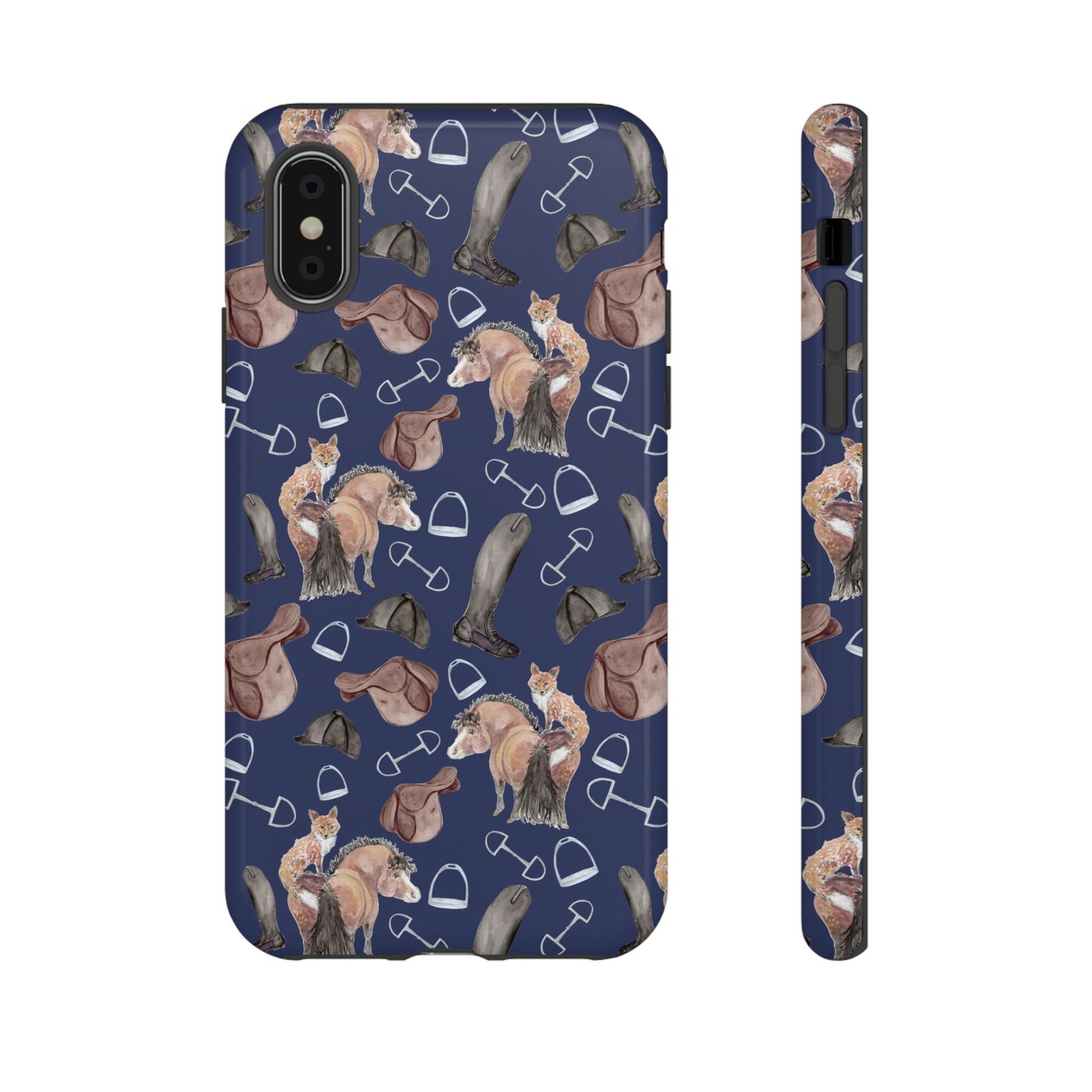 Adorable Little Pony and Fox in Navy Tough Phone Case