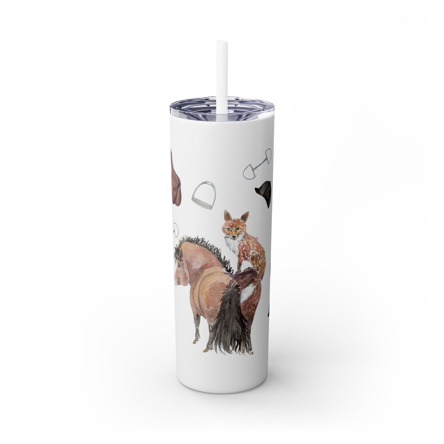 Adorable Little Pony with Fox Friend Skinny Tumbler with Straw, 20oz