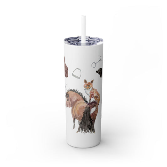 Adorable Little Pony with Fox Friend Skinny Tumbler with Straw, 20oz