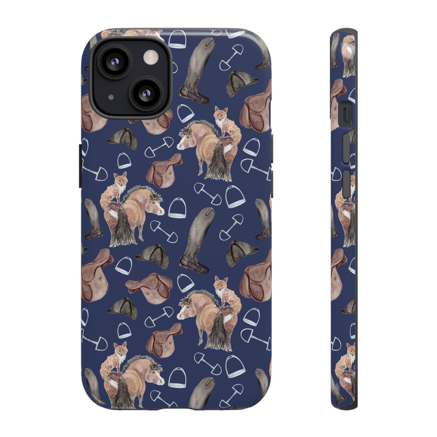 Adorable Little Pony and Fox in Navy Tough Phone Case