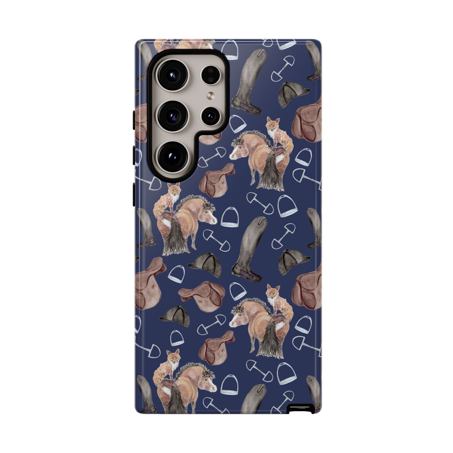 Adorable Little Pony and Fox in Navy Tough Phone Case