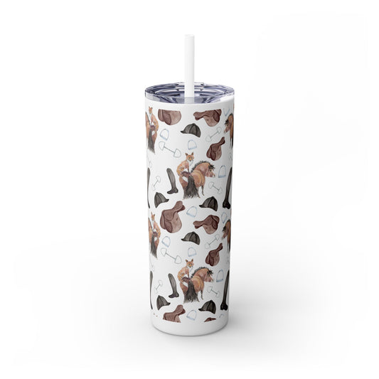 Adorable Fox and pony Print    Skinny Tumbler with Straw, 20oz