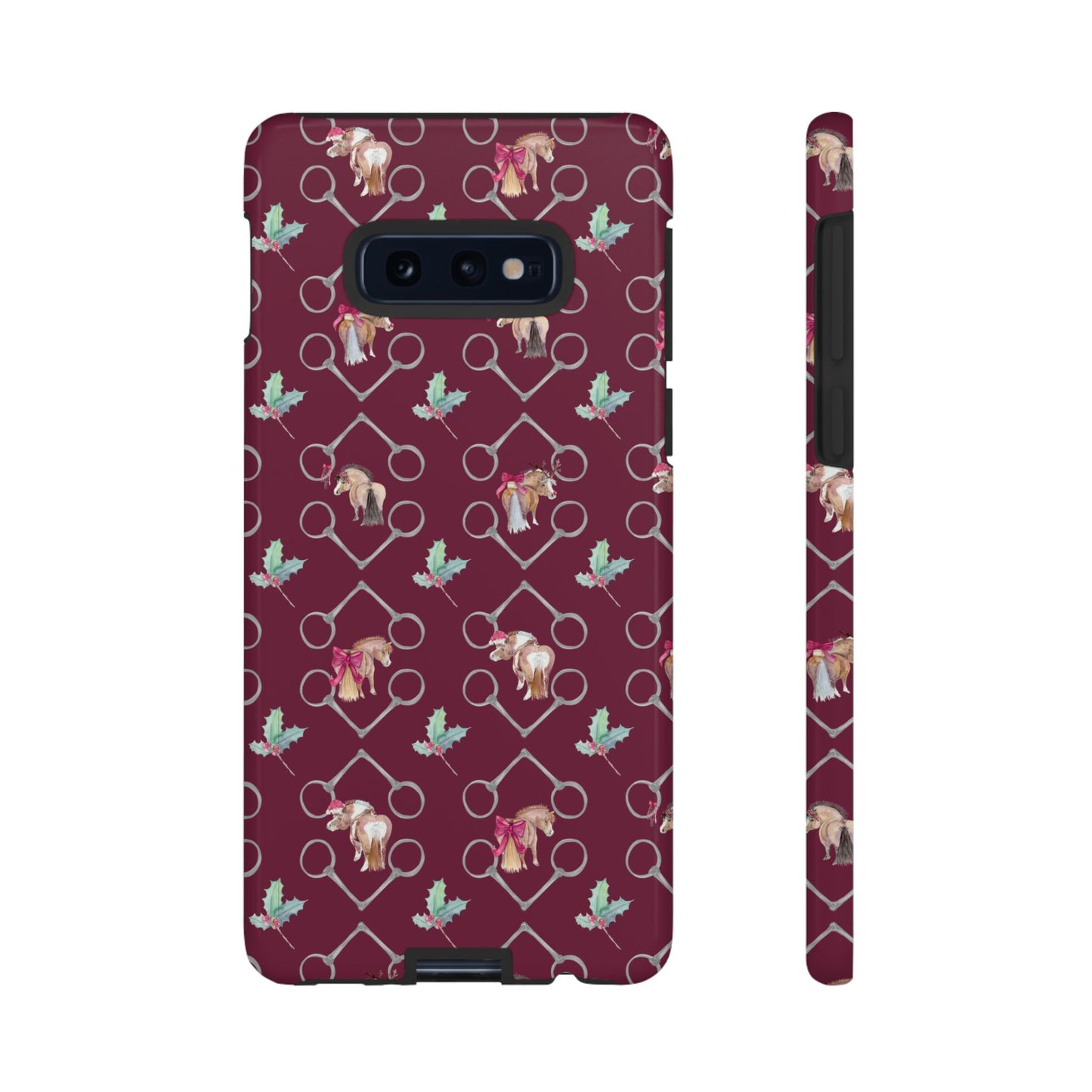 Adorable Little Ponies and Holly in Burgundy Tough Phone Case
