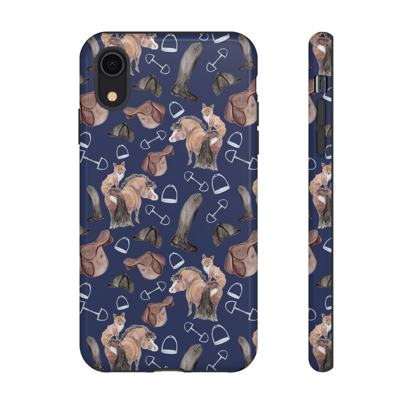 Adorable Little Pony and Fox in Navy Tough Phone Case