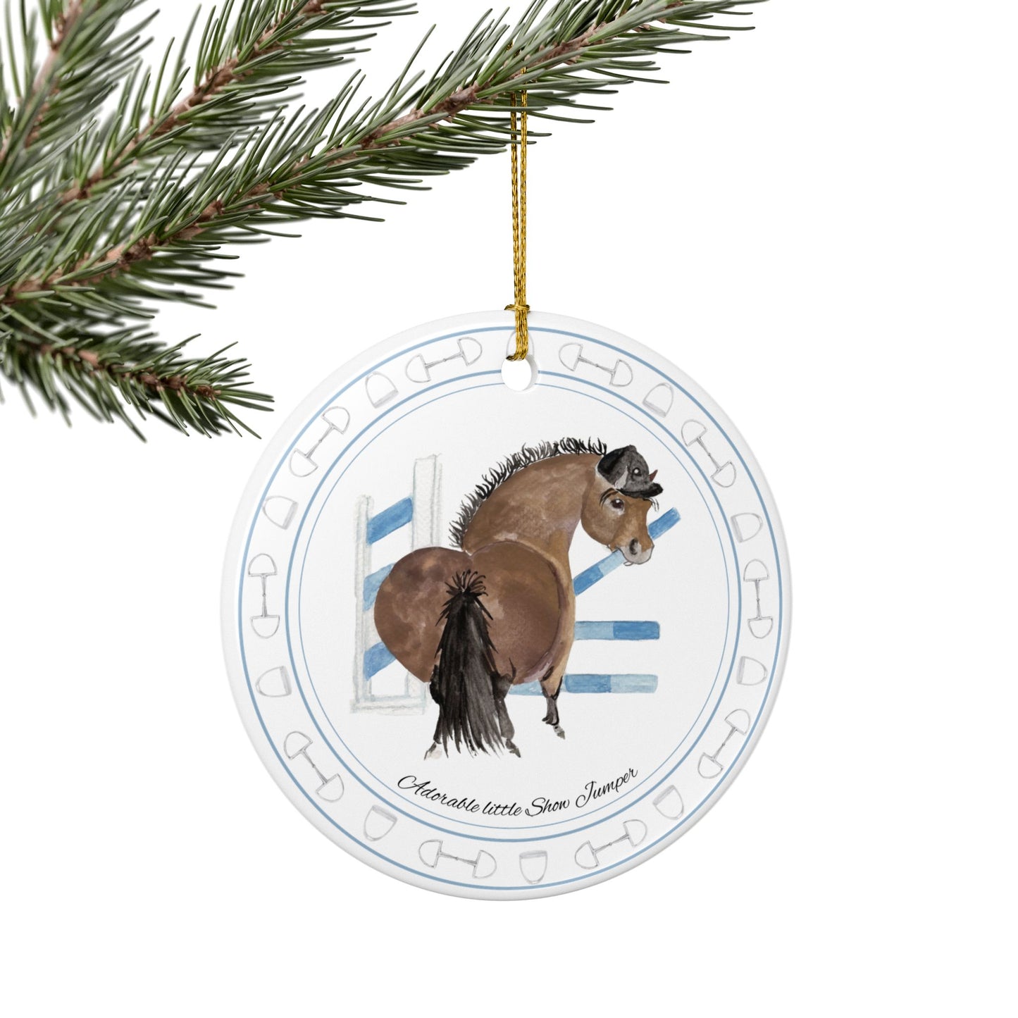 Adorable Show Jumper Ceramic Ornaments, Custom Holiday Decor, 2-Sided Christmas Ornament, Unique Gift, Home Decoration, Keepsake