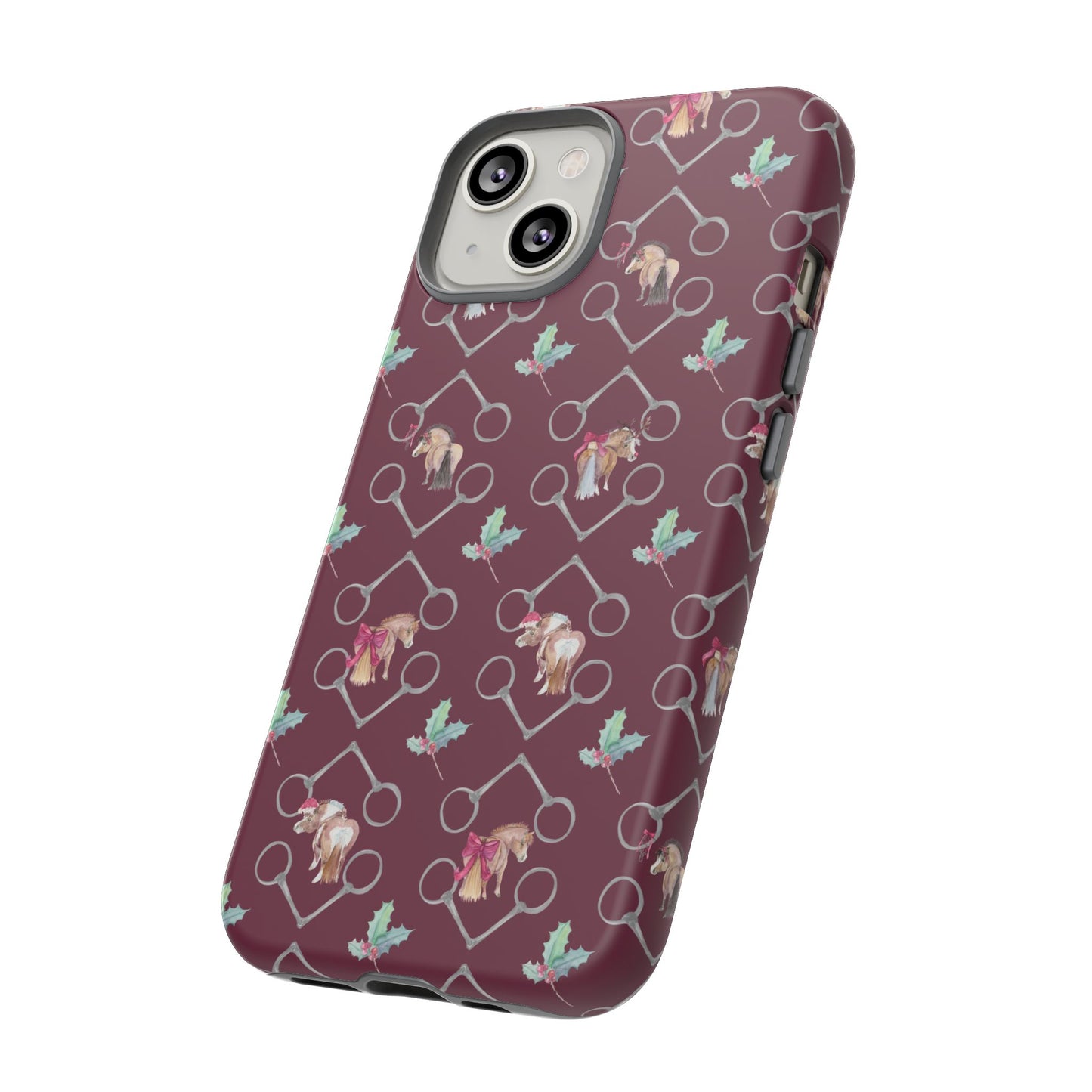 Adorable Little Ponies and Holly in Burgundy Tough Phone Case