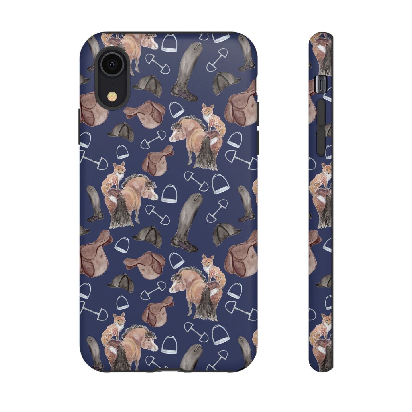 Adorable Little Pony and Fox in Navy Tough Phone Case