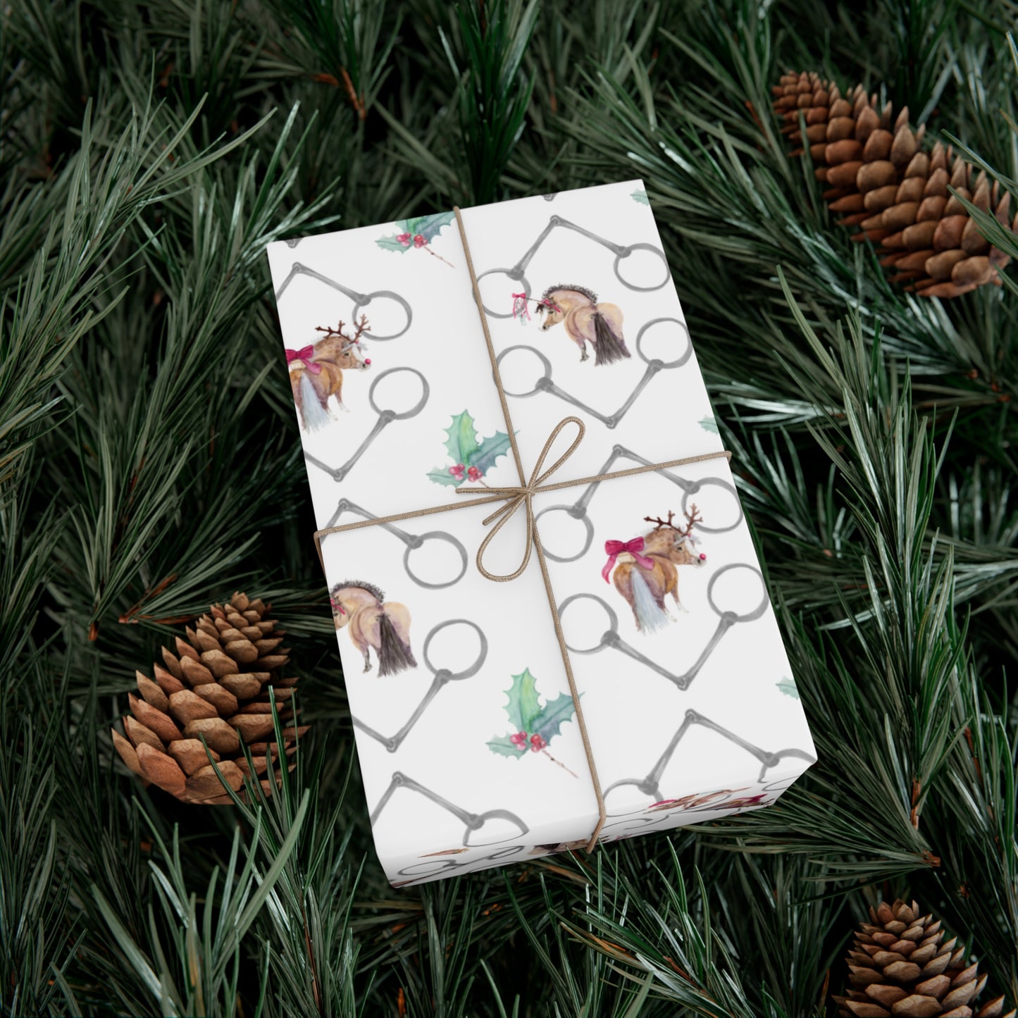 Adorable pony Bits and Holly Gift Wrap Papers