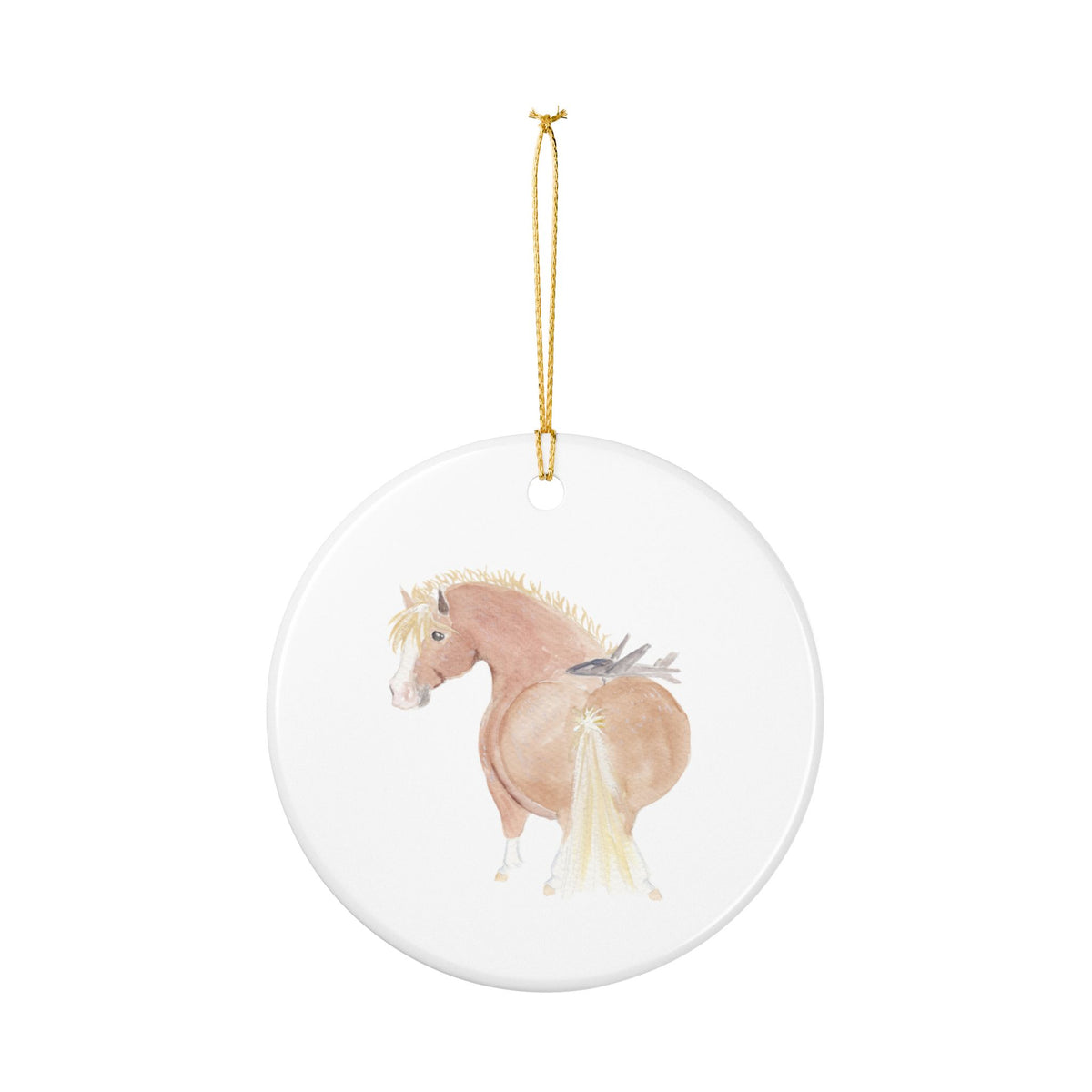 Goose Ceramic Ornament — Cute Black Pony Holiday Decoration