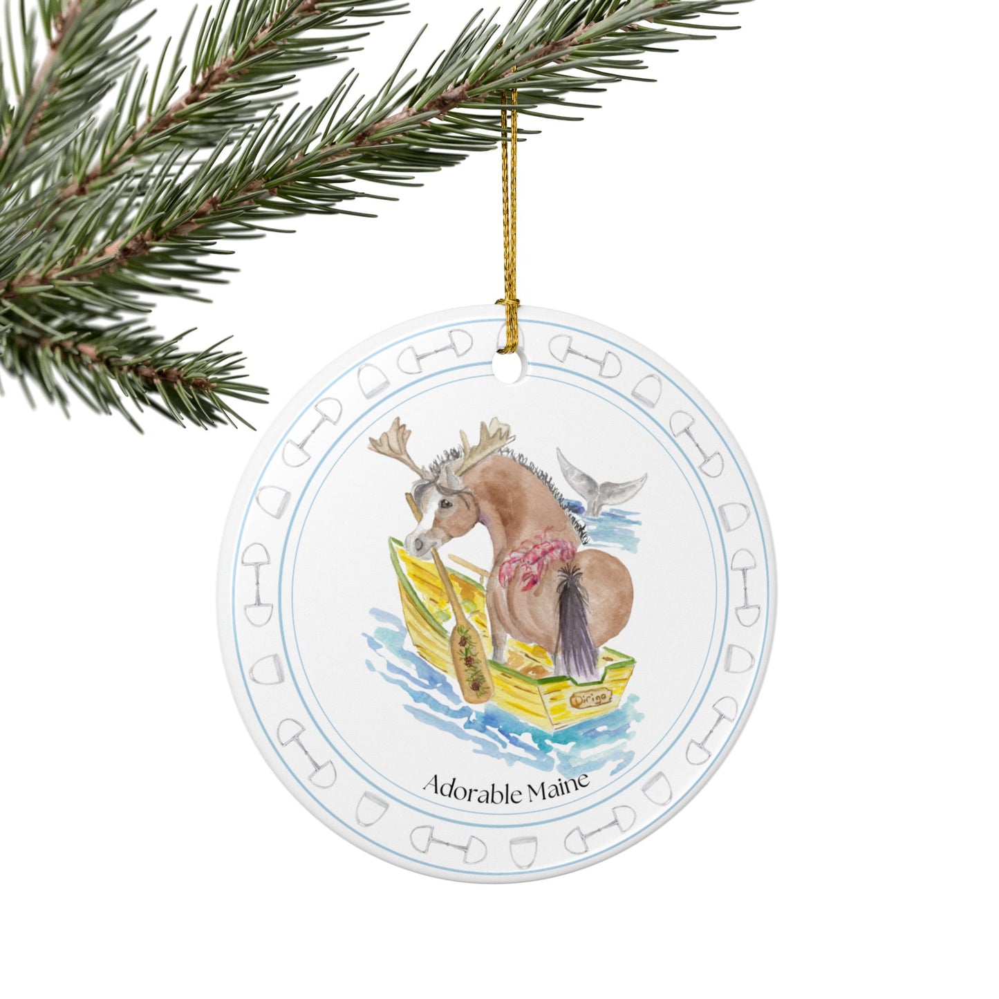 Adorable Maine Ceramic Ornaments, Custom Holiday Decor, 2-Sided Christmas Ornament, Unique Gift, Home Decoration, Keepsake
