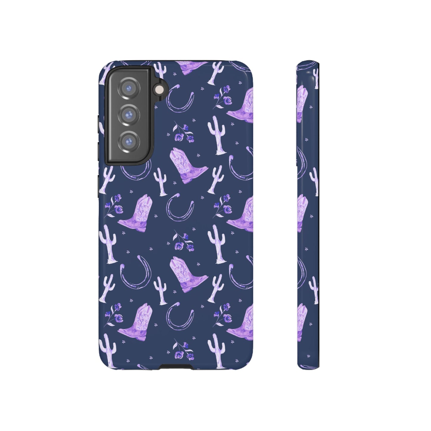 Lucky Boots in Navy and Lavender Tough Phone Case