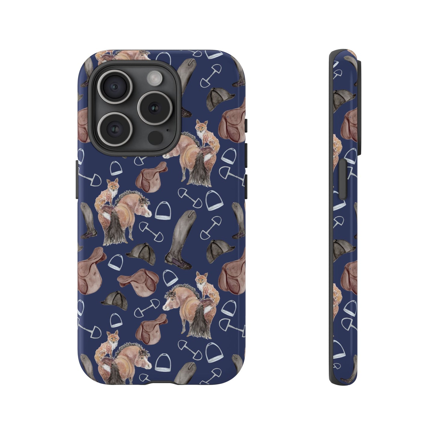 Adorable Little Pony and Fox in Navy Tough Phone Case