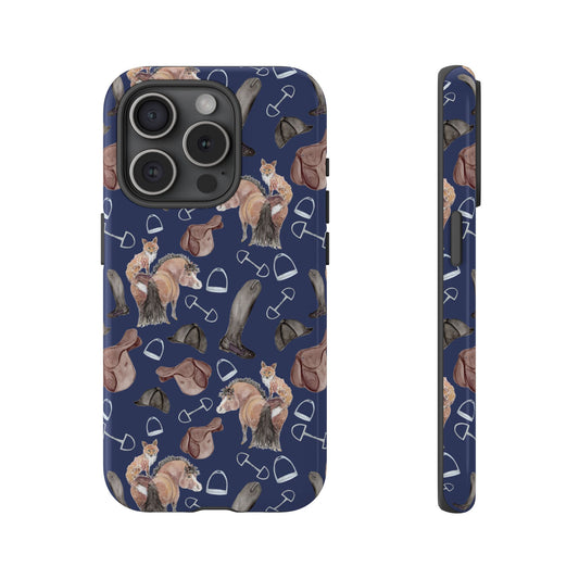 Adorable Little Pony and Fox in Navy Tough Phone Case