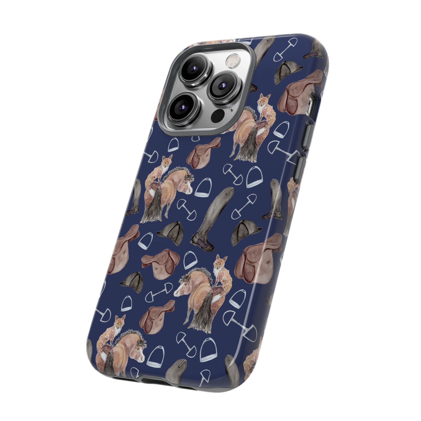 Adorable Little Pony and Fox in Navy Tough Phone Case