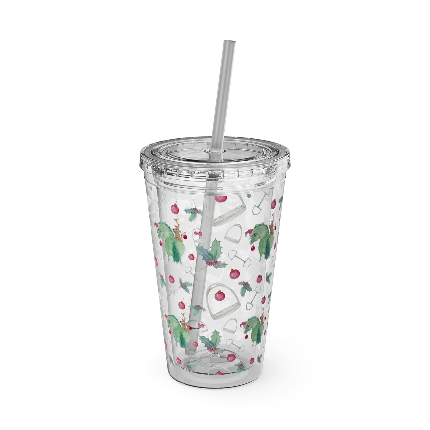 Adorable little Grinchy pony and Friend Sunsplash Tumbler with Straw, 16oz