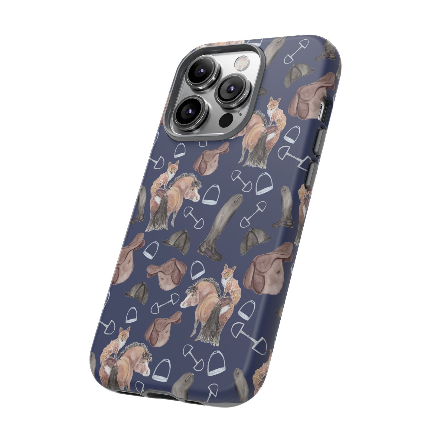 Adorable Little Pony and Fox in Navy Tough Phone Case