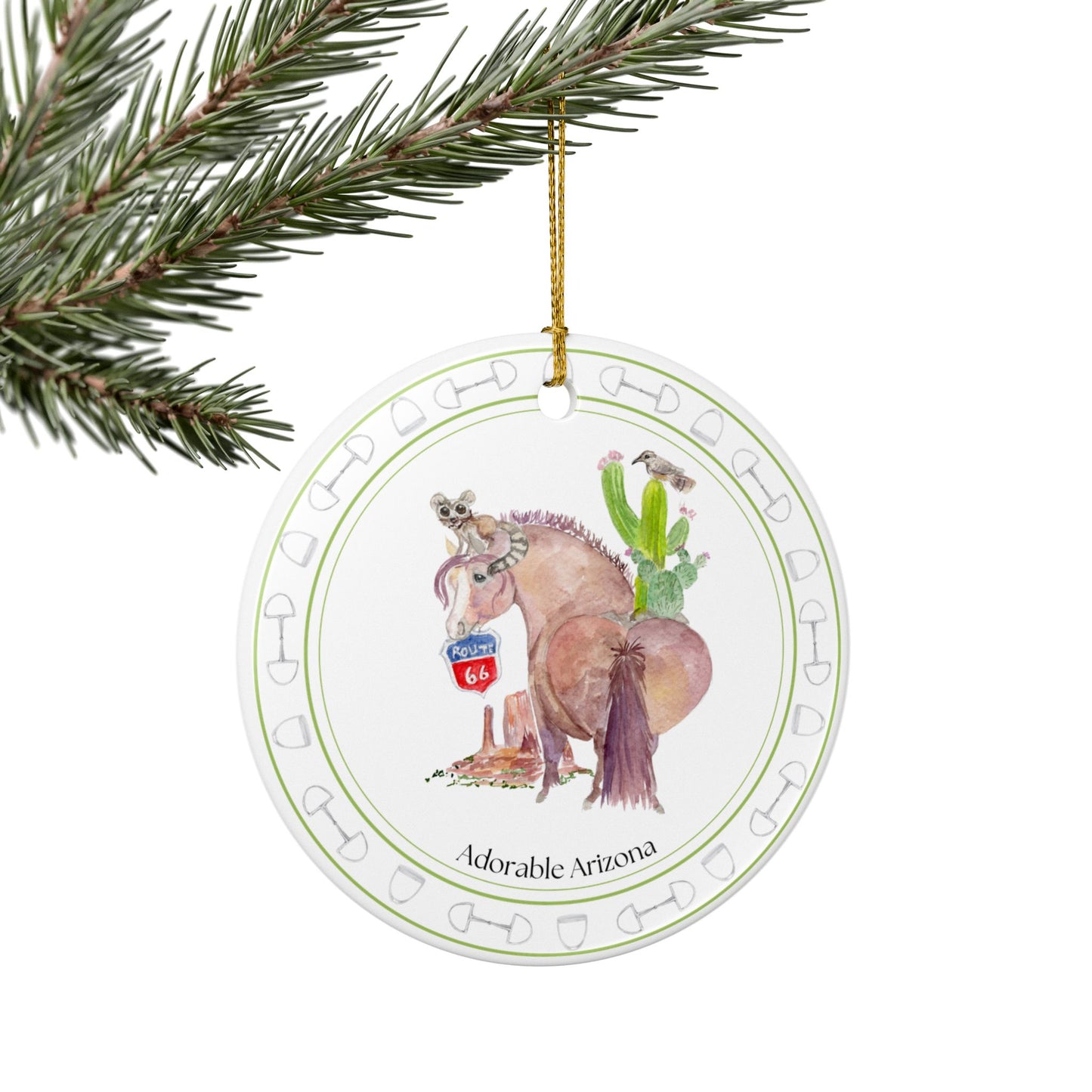 Adorable Arizona Ceramic Ornaments, Custom Holiday Decor, 2-Sided Christmas Ornament, Unique Gift, Home Decoration, Keepsake