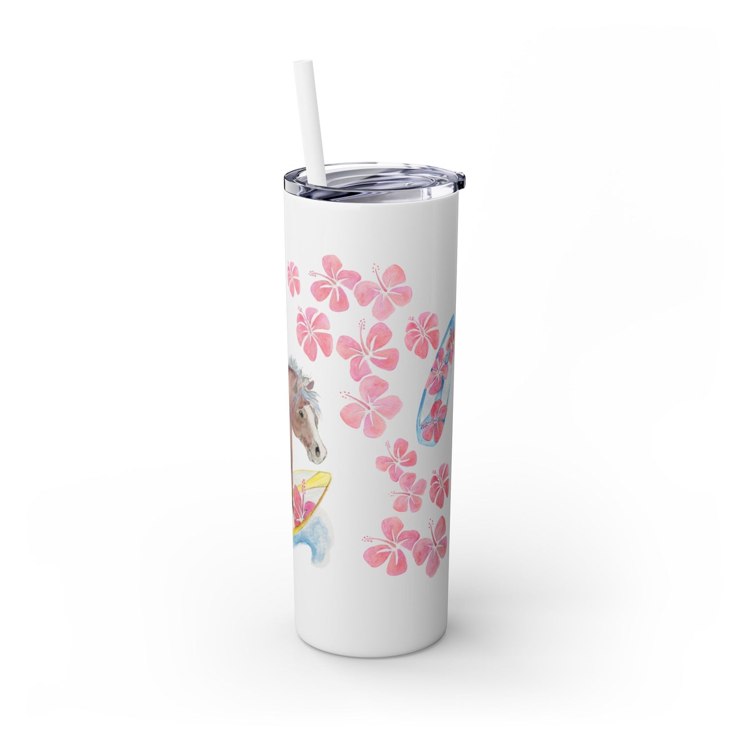 Adorable little sufer Skinny Tumbler with Straw, 20oz
