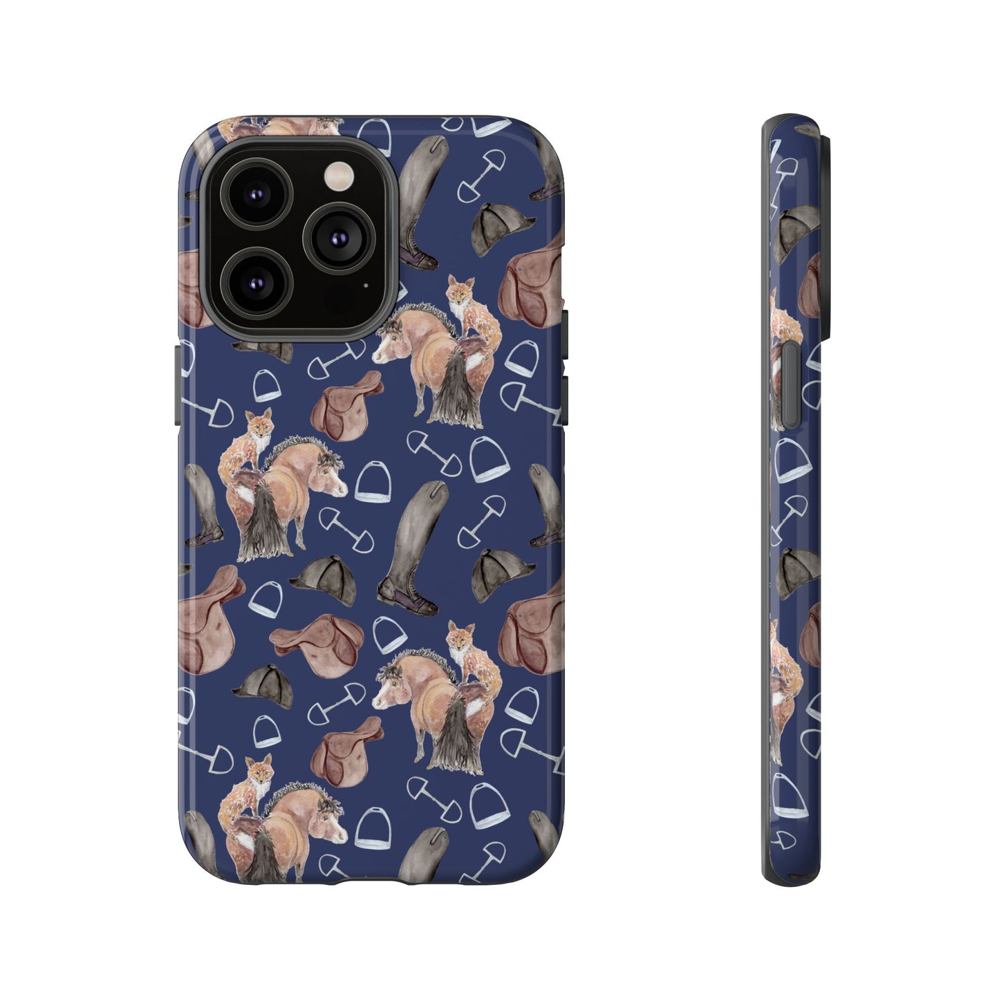 Adorable Little Pony and Fox in Navy Tough Phone Case