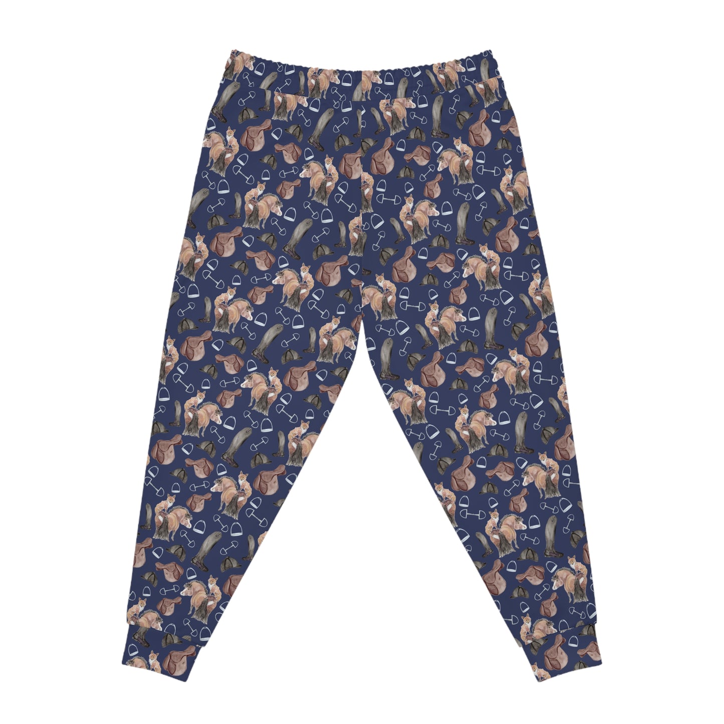 Adorable Fox and Pony Print Athletic Joggers - Navy (AOP)