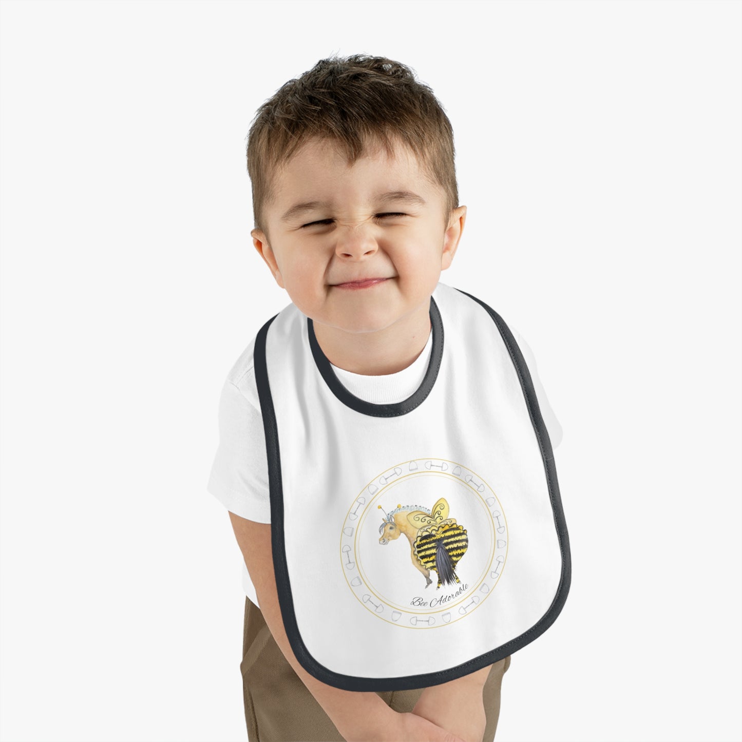 Bee Adoarble Baby Bib — Contrast Trim Jersey Bib