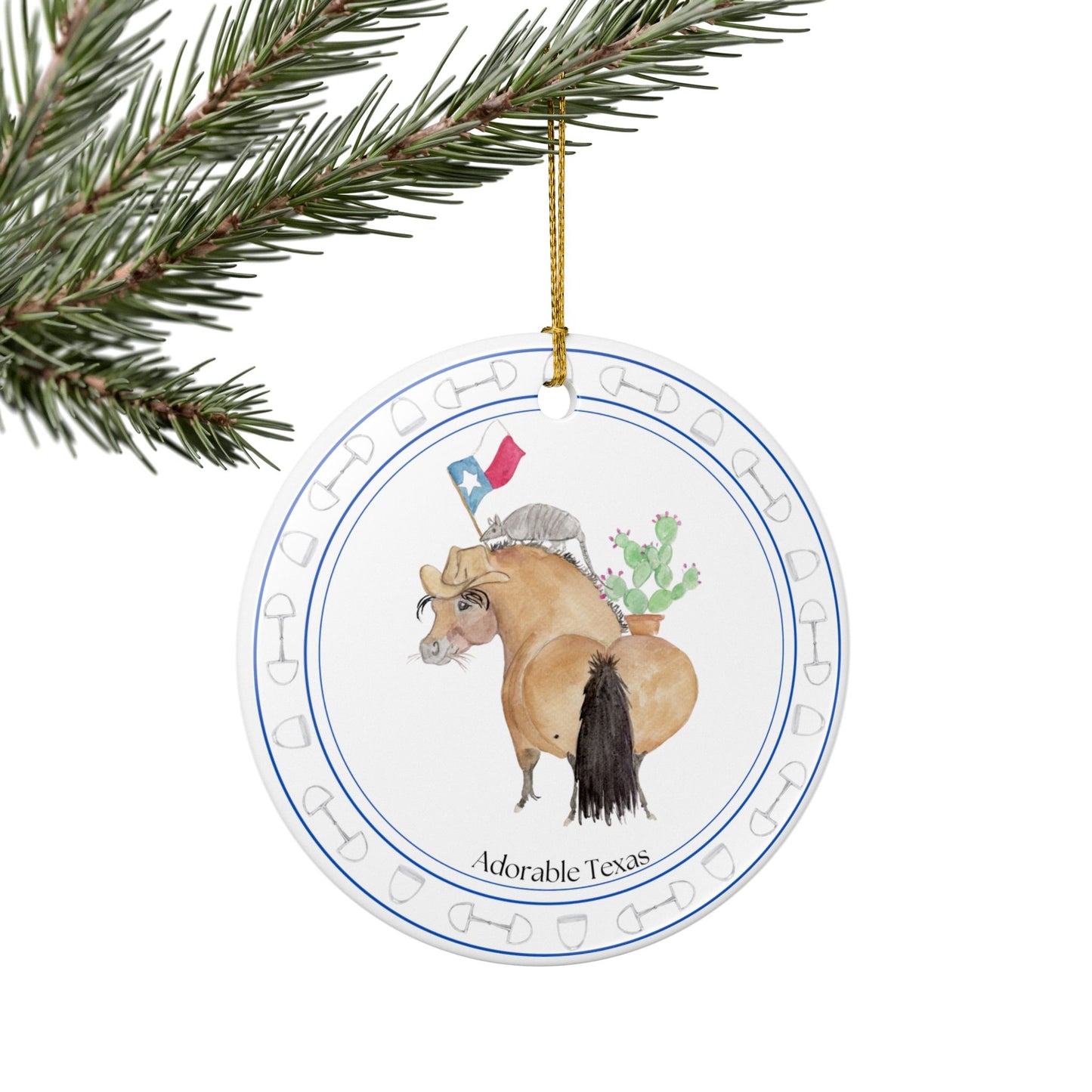 Adorable Texas Ceramic Ornaments, Custom Holiday Decor, 2-Sided Christmas Ornament, Unique Gift, Home Decoration, Keepsake