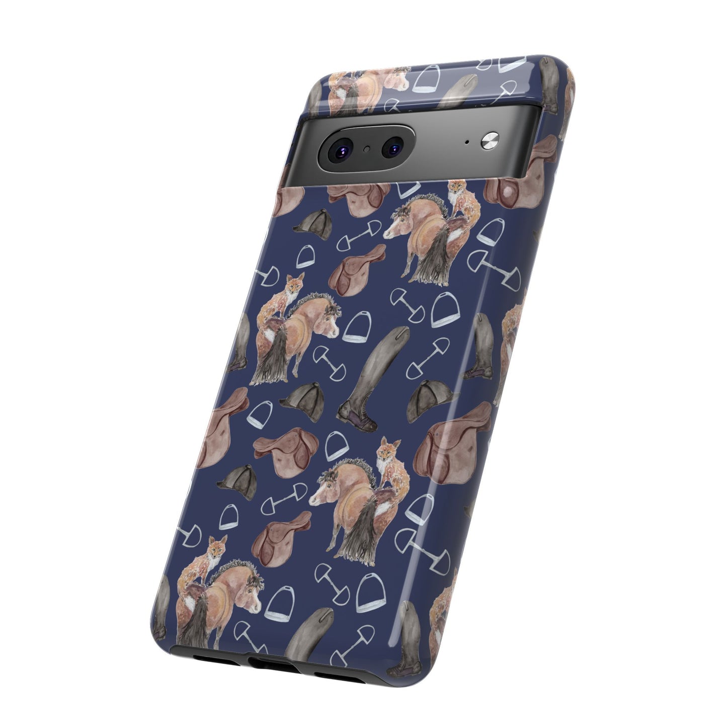 Adorable Little Pony and Fox in Navy Tough Phone Case