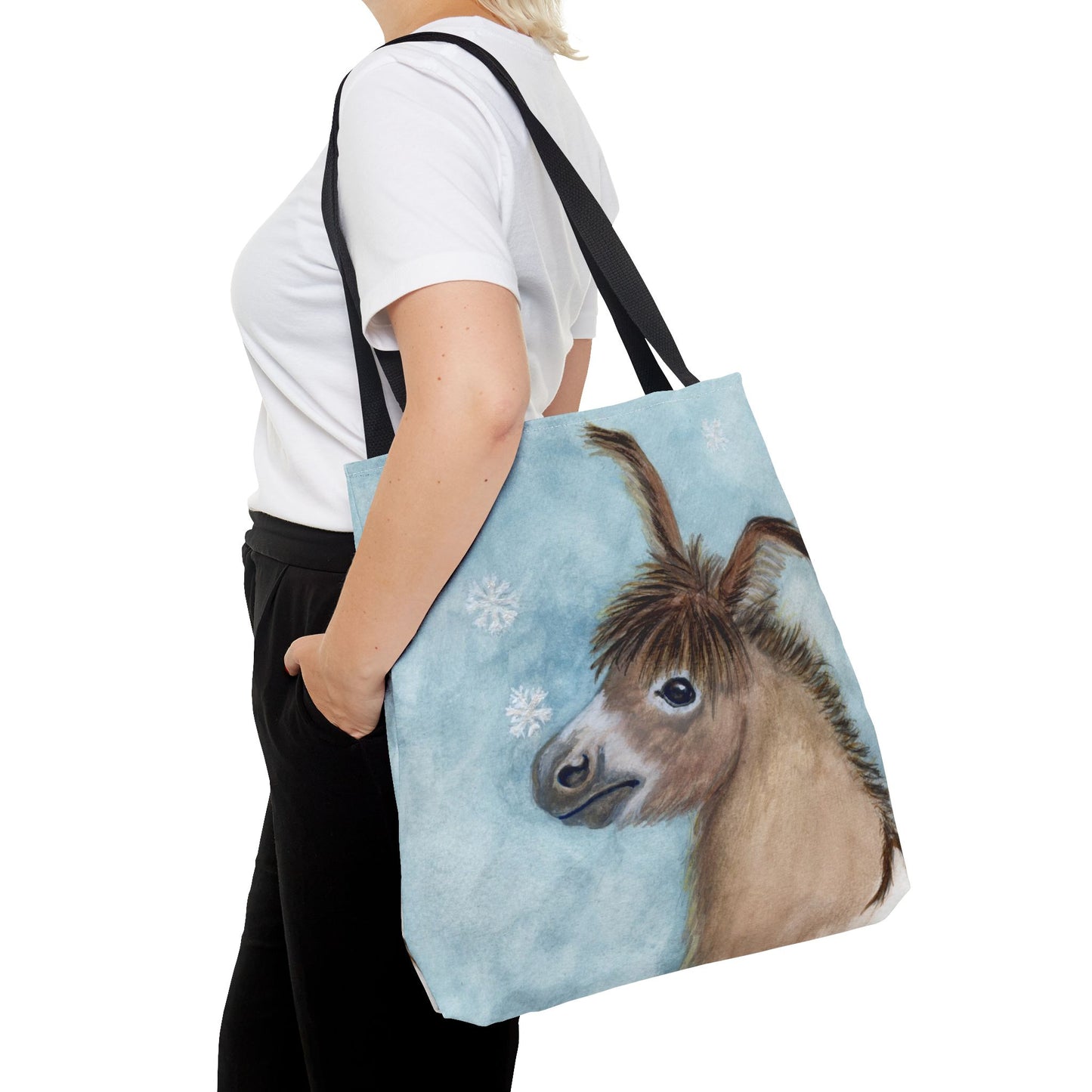 Snow flake donkey joy Tote Bag - Whimsical Equestrian Design
