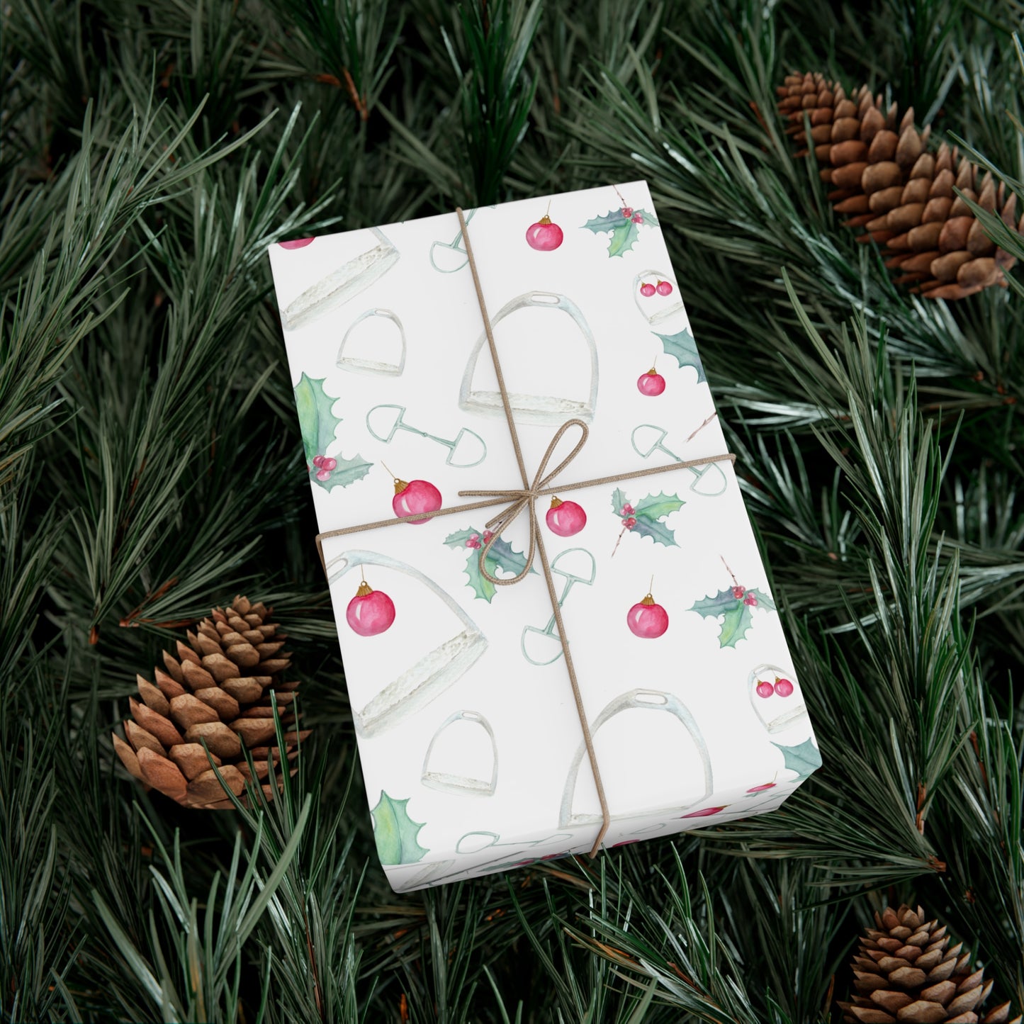 Holiday Stirrups and holly Gift Wrap Papers