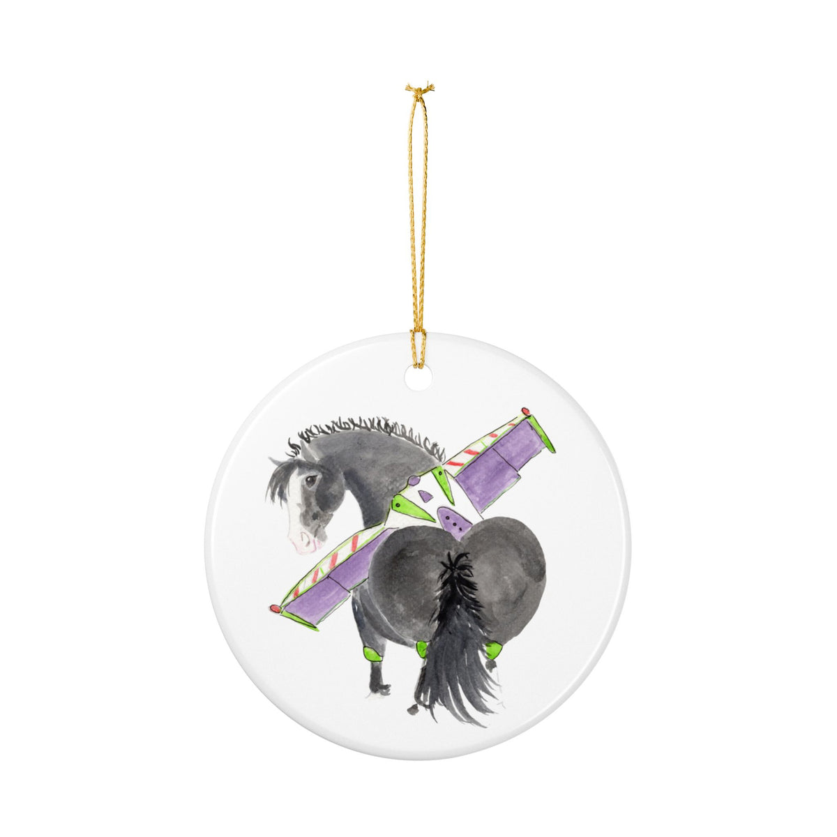 Buzz Lightyear Ceramic Ornament — Cute Black Pony Holiday Decoration